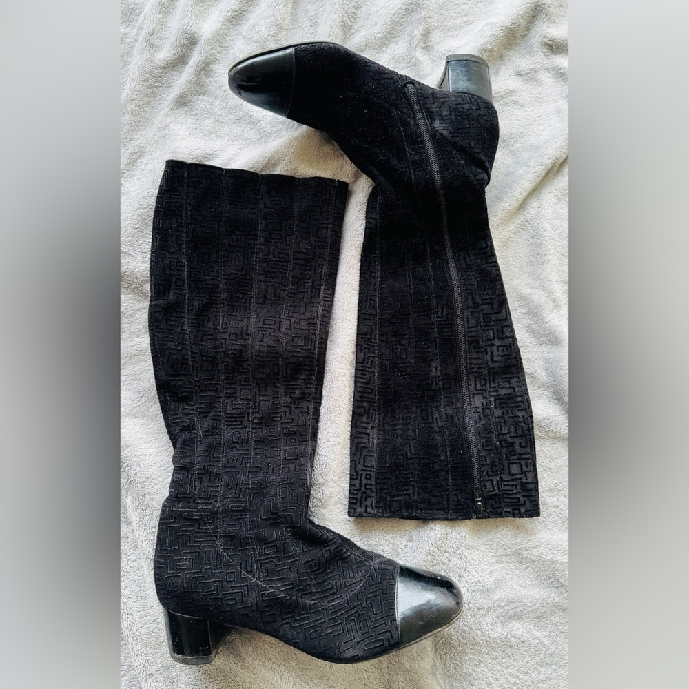 Black ornament suede boots women size 7! Excellent condition!